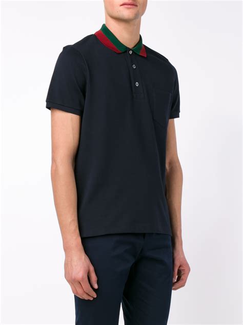 gucci print collar shirt|Gucci navy striped polo shirt.